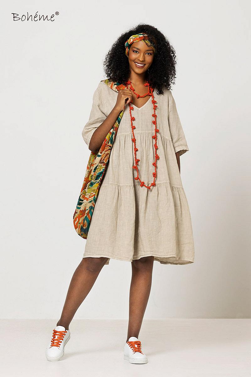 Dress V-neck 3/4 s.