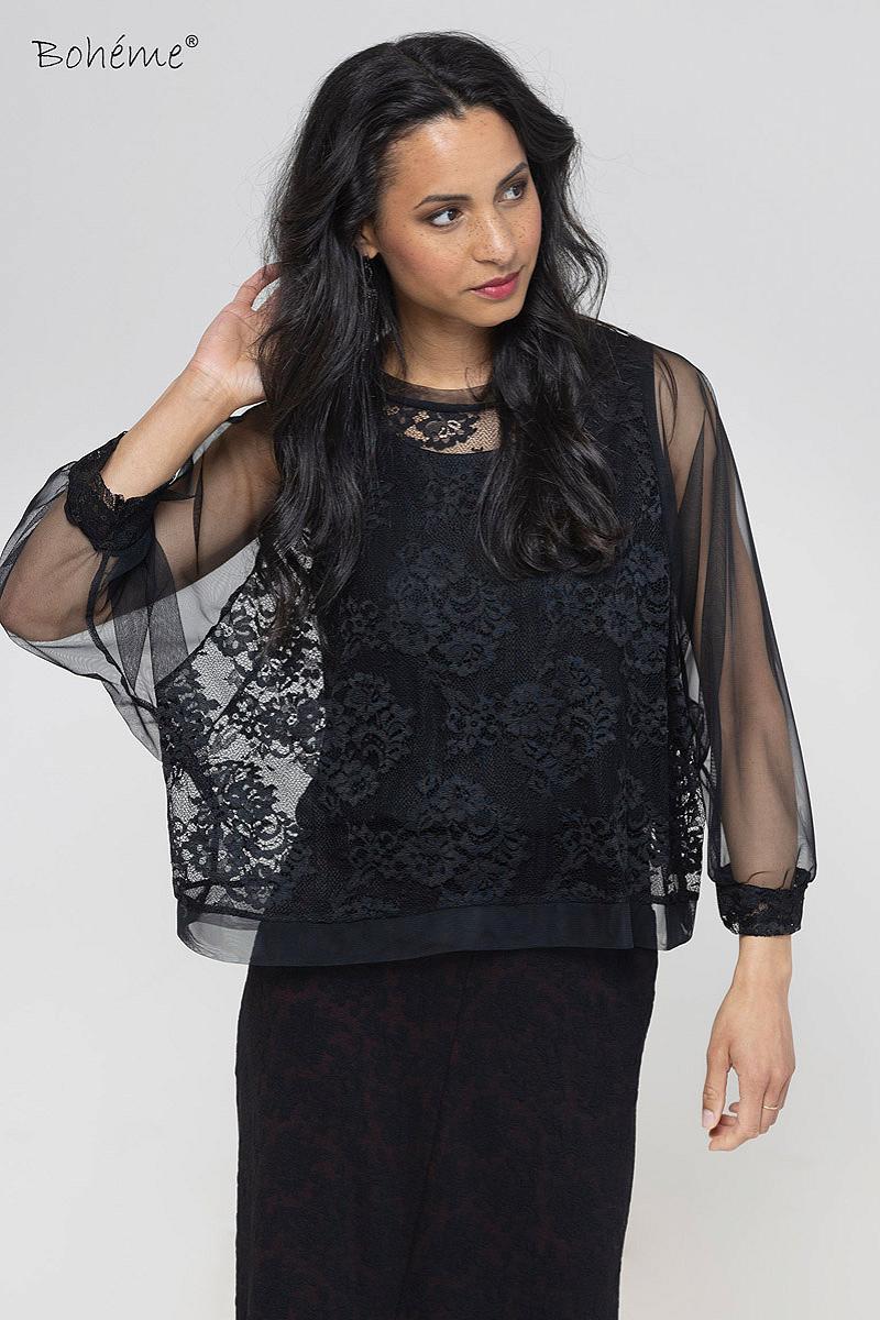 Blouse mesh sleeve