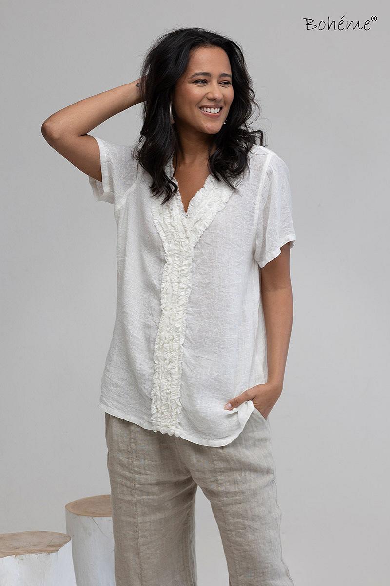 Top V-neck frills