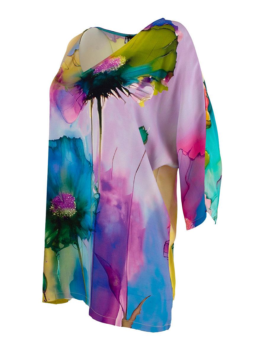 Top s.s. printed satin