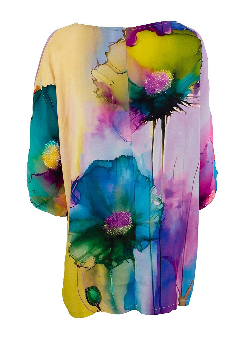 Top s.s. printed satin