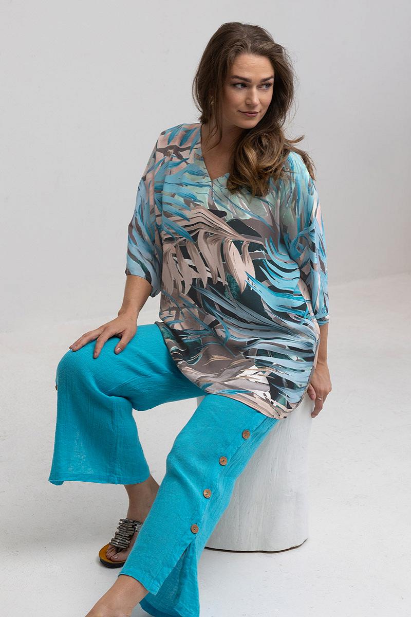 Top s.s. printed satin