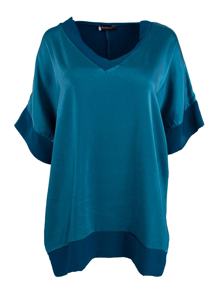 Top V-neck s.s. satin