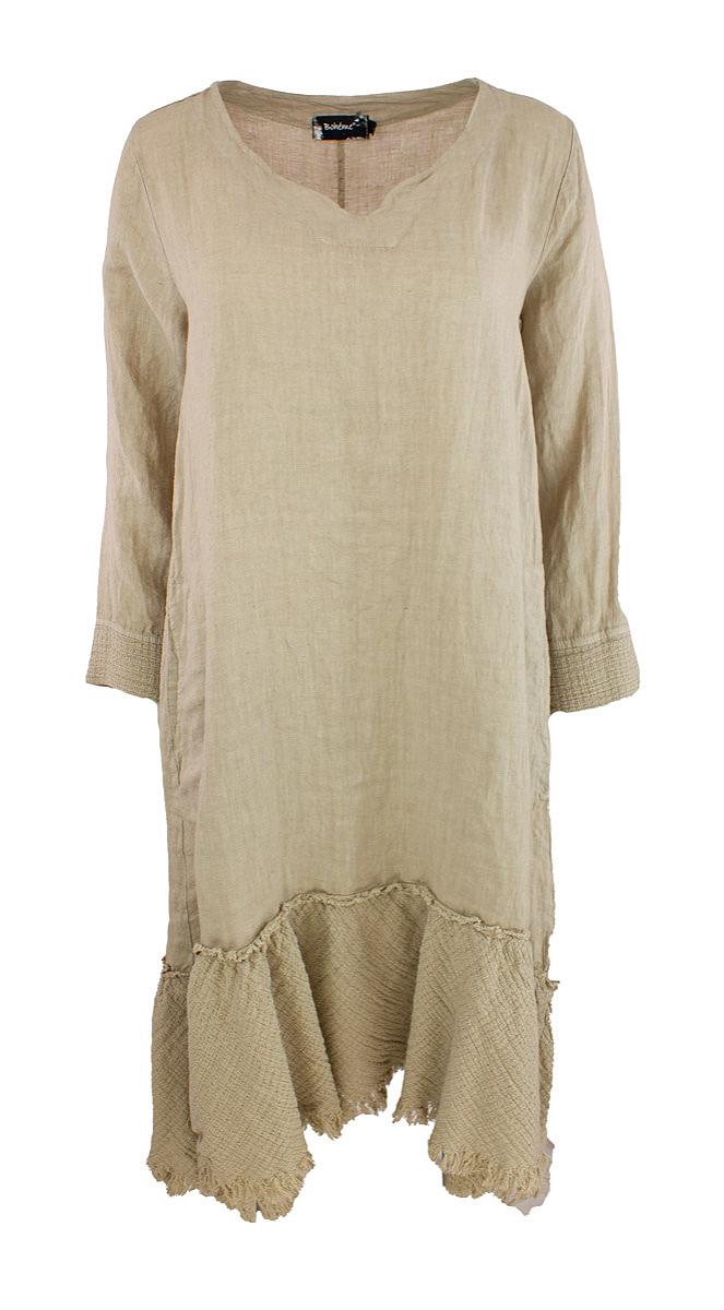 Dress V-neck 3/4 s. linen