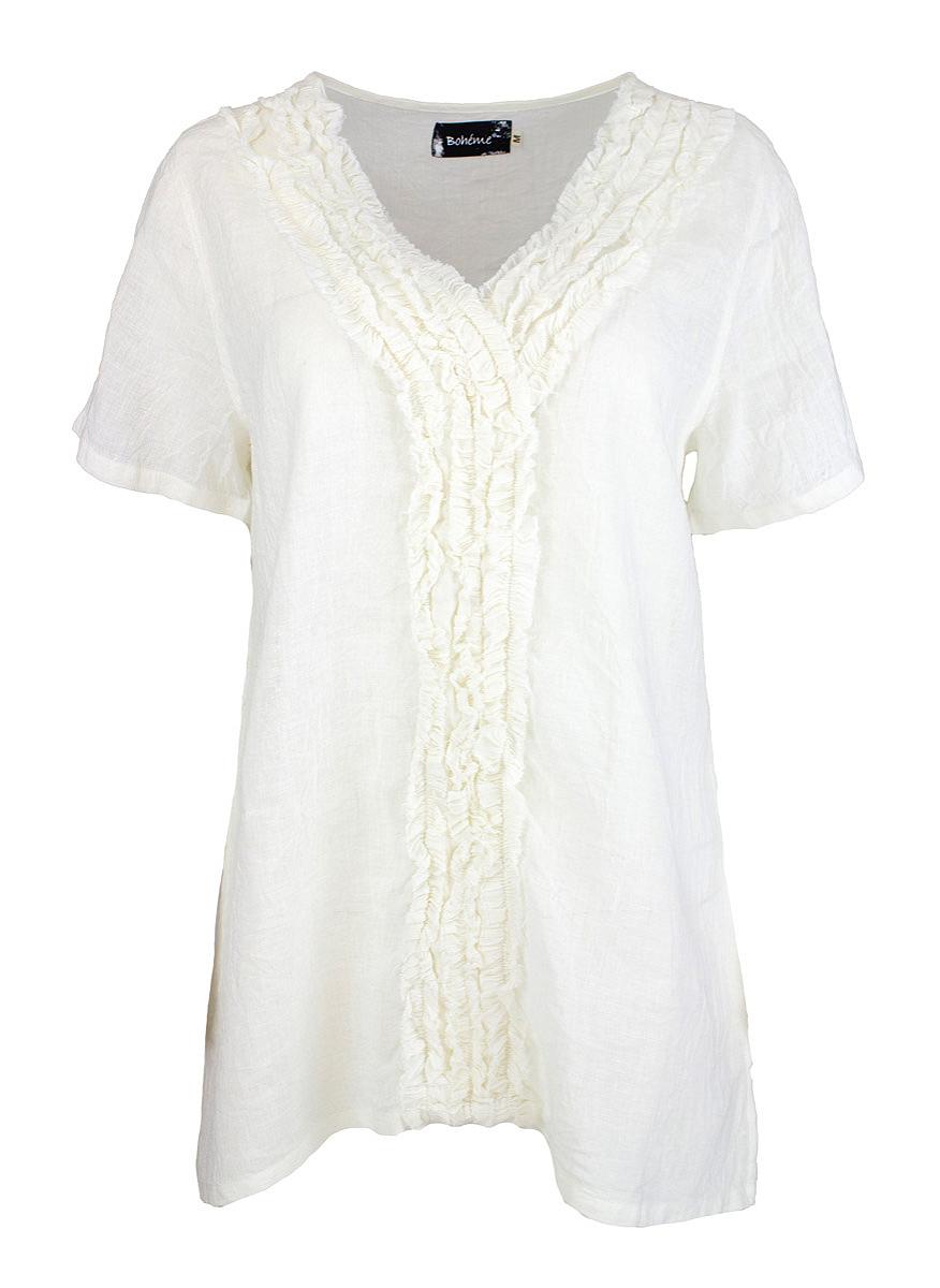 Top V-neck frills