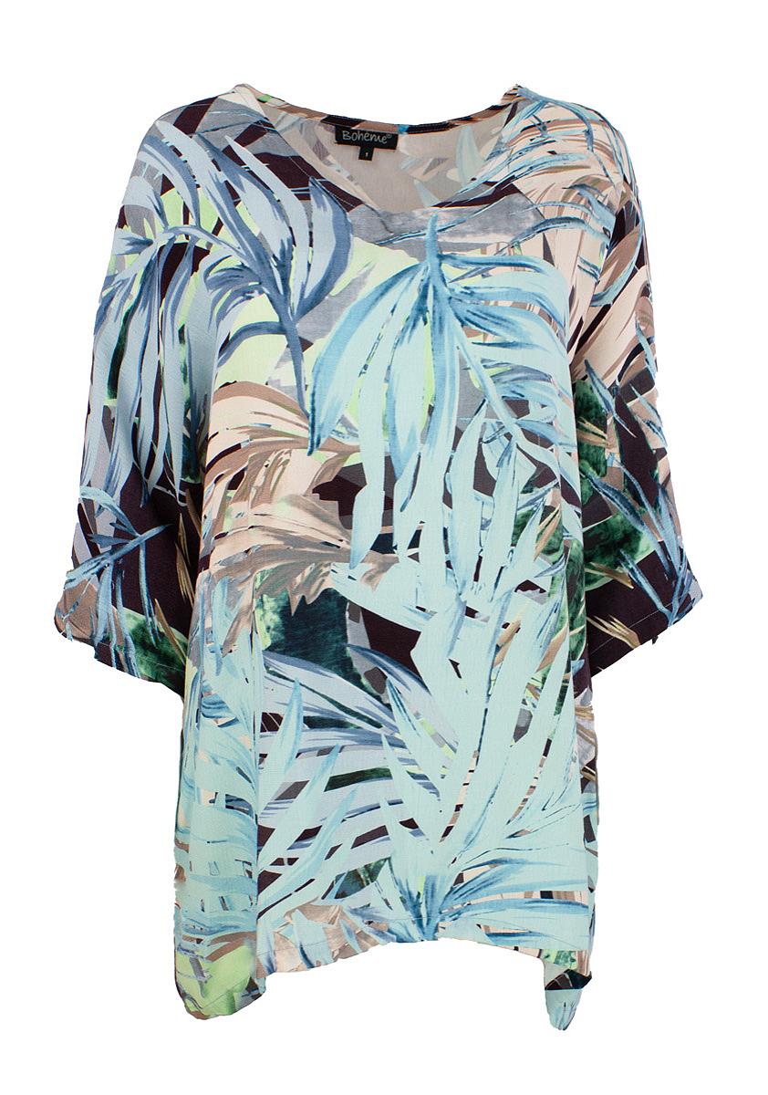 Top s.s. printed satin