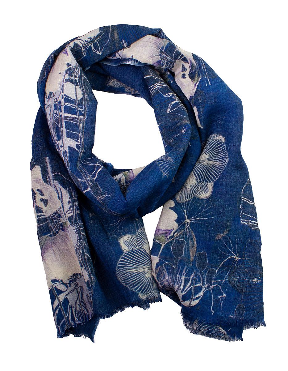 Scarf flower blue 60x180