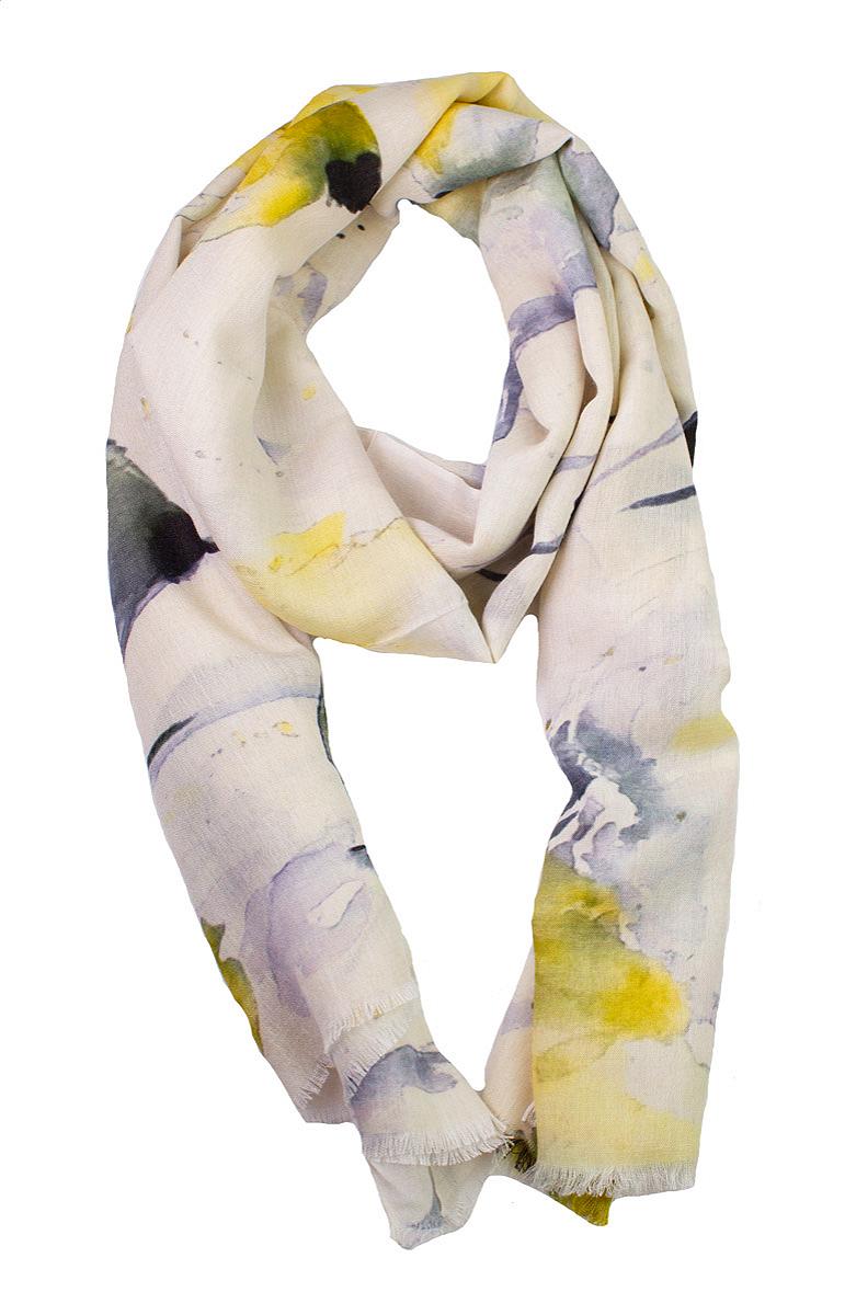 Scarf white aquarell 70x180